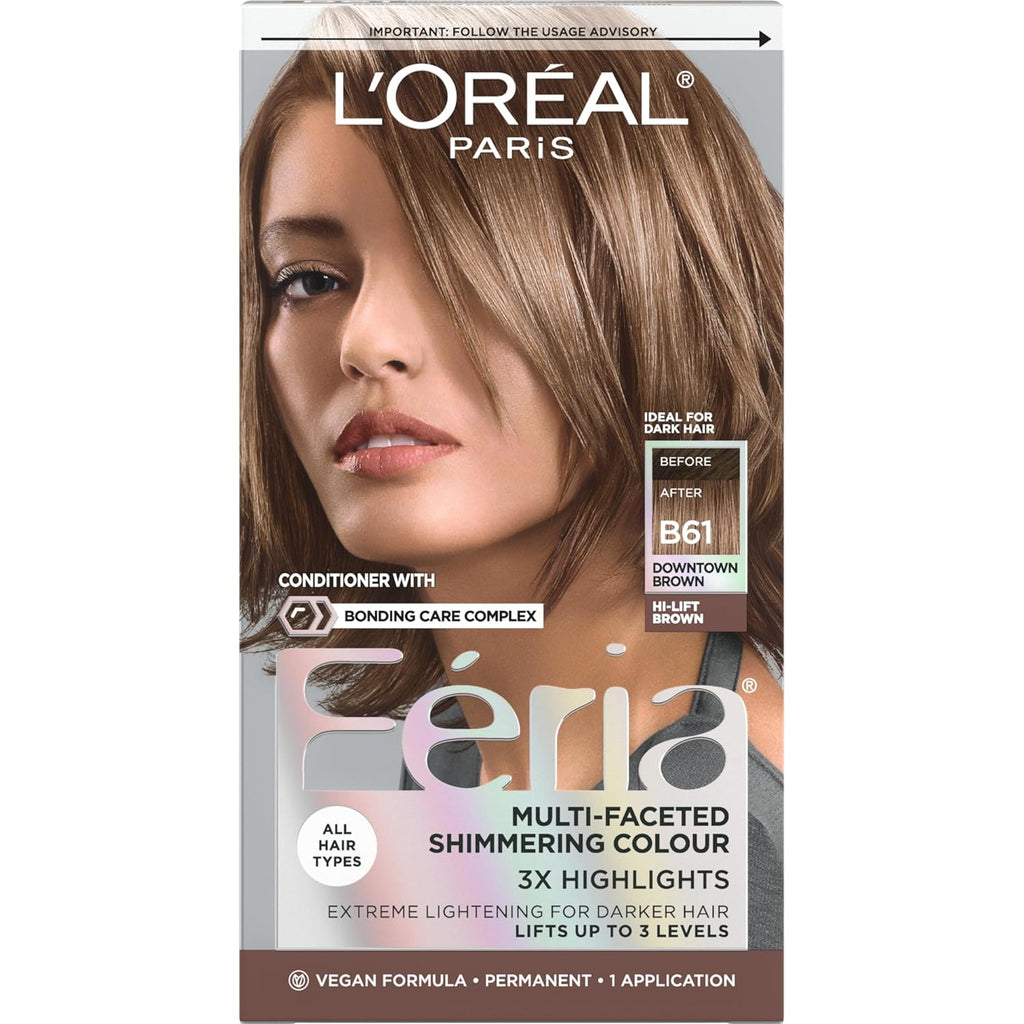 L'Oreal Paris Feria Permanent Hair Color B61 Downtown Brown - Hi-Lift Cool Brown