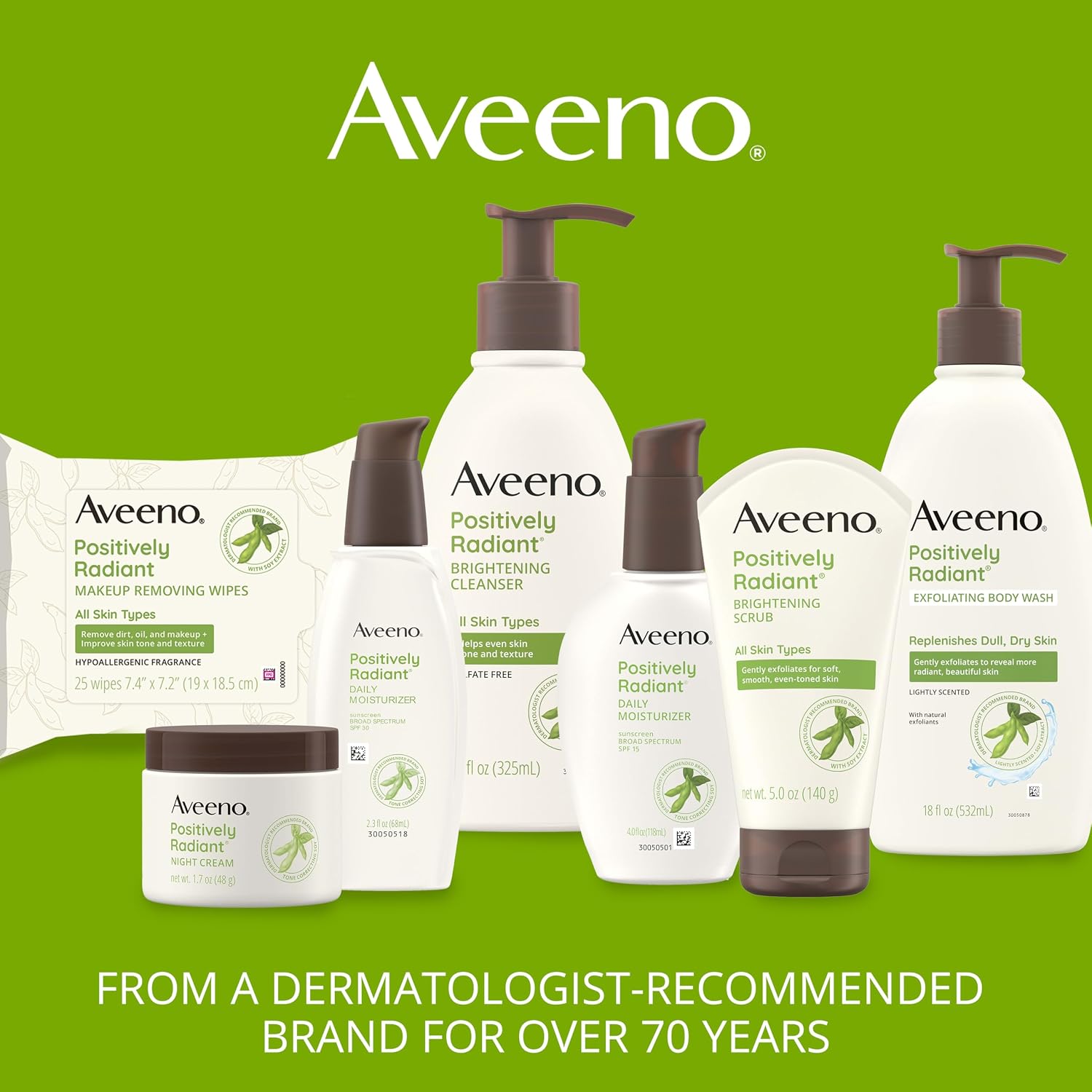Aveeno Positively Radiant SPF 30 Moisturizer for Dry Skin - Hydrating Face Cream with Soy Extract & Broad Spectrum Sunscreen