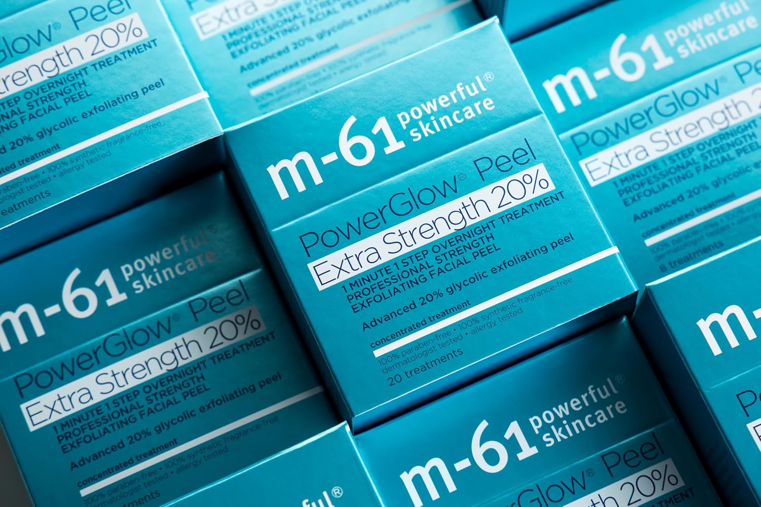 m-61 PowerGlow 20% Glycolic Acid Overnight Facial Peel - Professional Strength Exfoliating Pad