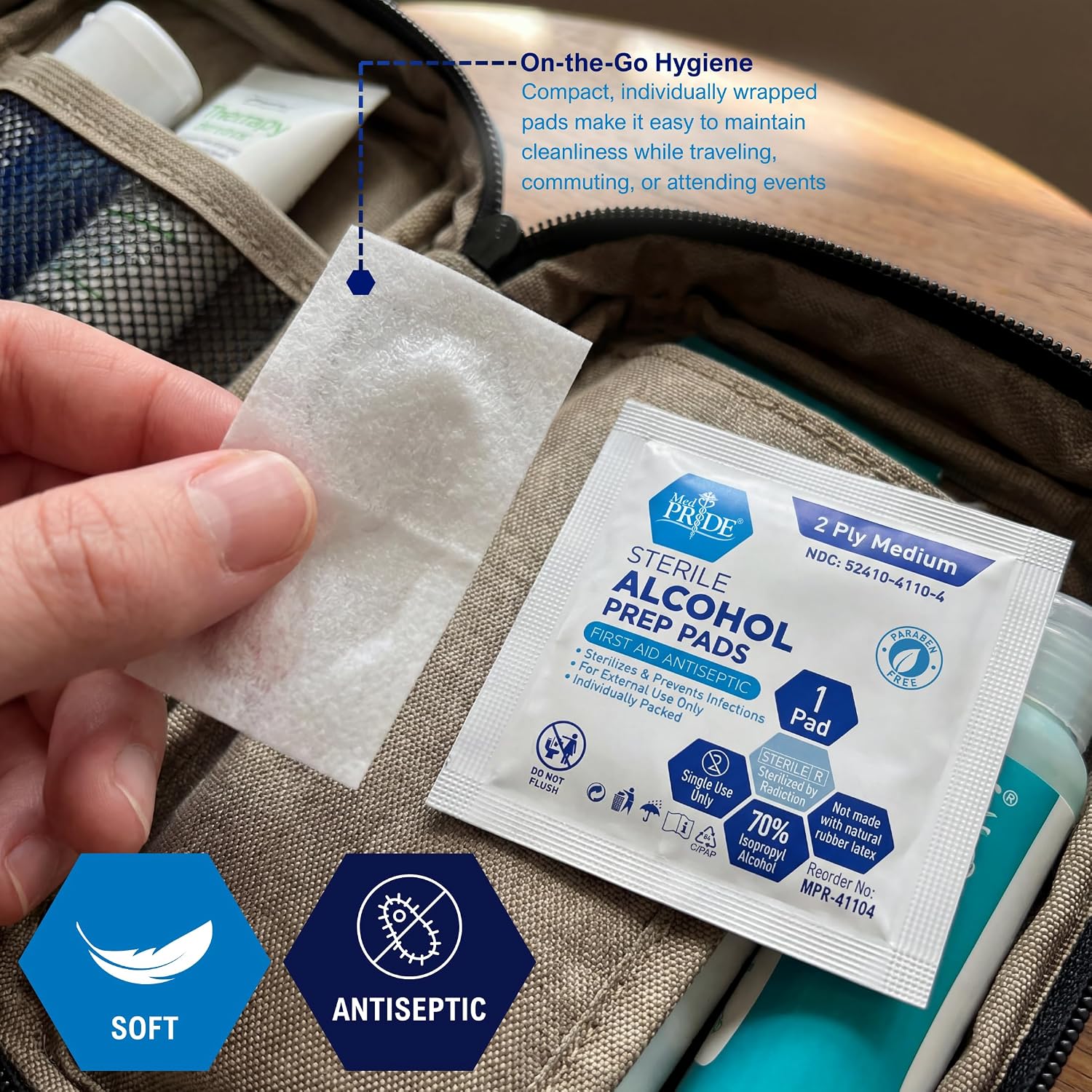 MED PRIDE Alcohol Prep Pads - 70% Isopropyl, Individually Wrapped (200 Count)