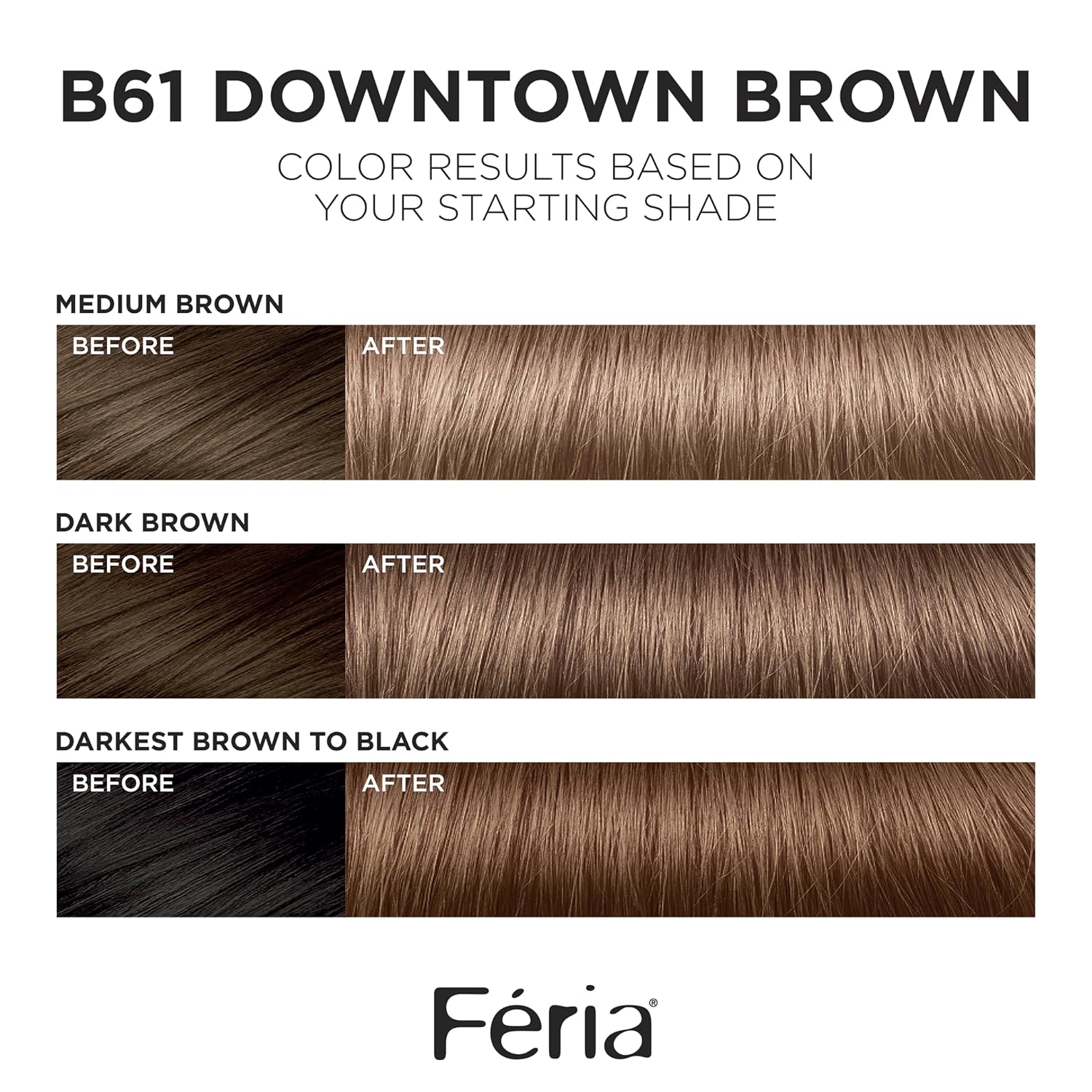 L'Oreal Paris Feria Permanent Hair Color B61 Downtown Brown - Hi-Lift Cool Brown