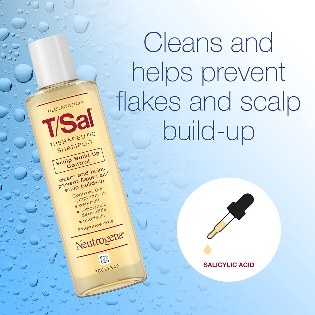 Neutrogena T/Sal Therapeutic Dandruff Shampoo - 3% Salicylic Acid for Psoriasis & Seborrheic Dermatitis, Fragrance Free, 4.5 fl oz