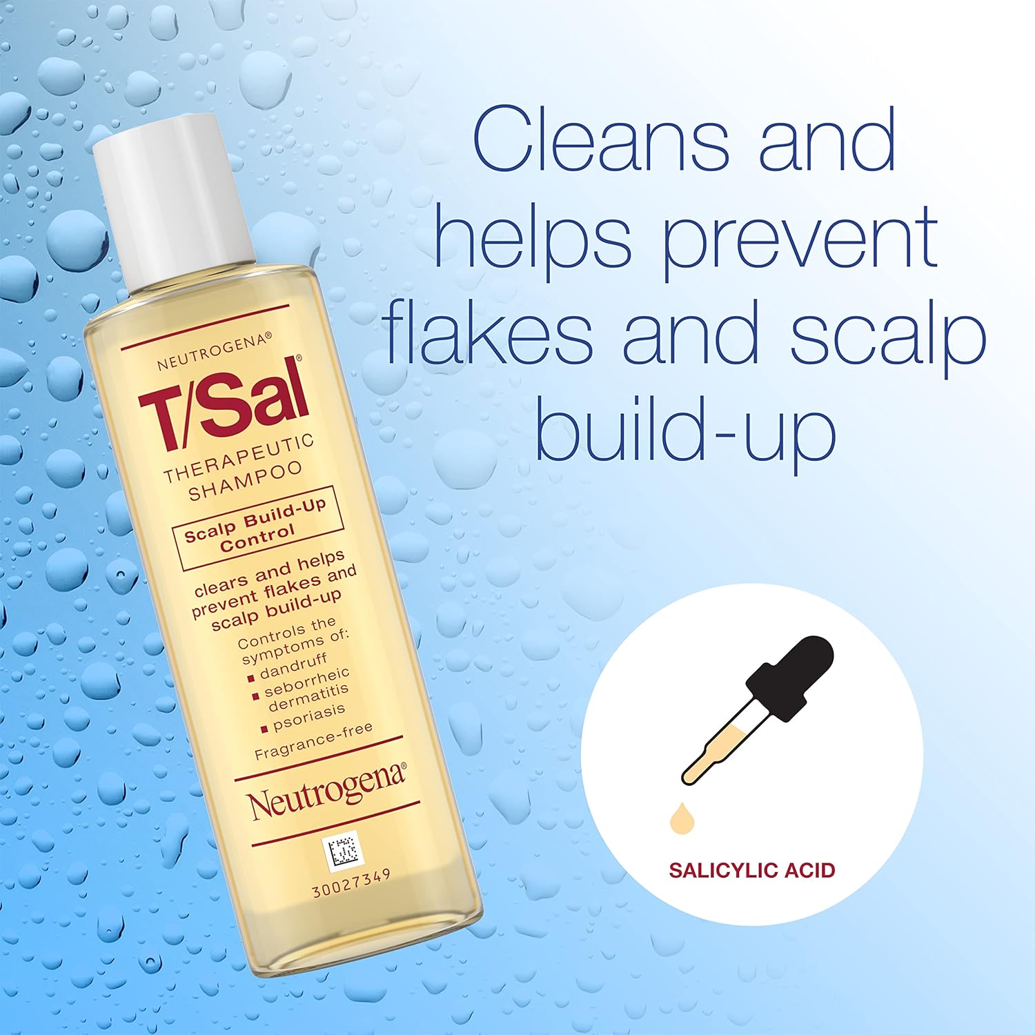 Neutrogena T/Sal Therapeutic Dandruff Shampoo - 3% Salicylic Acid for Psoriasis & Seborrheic Dermatitis, Fragrance Free, 4.5 fl oz