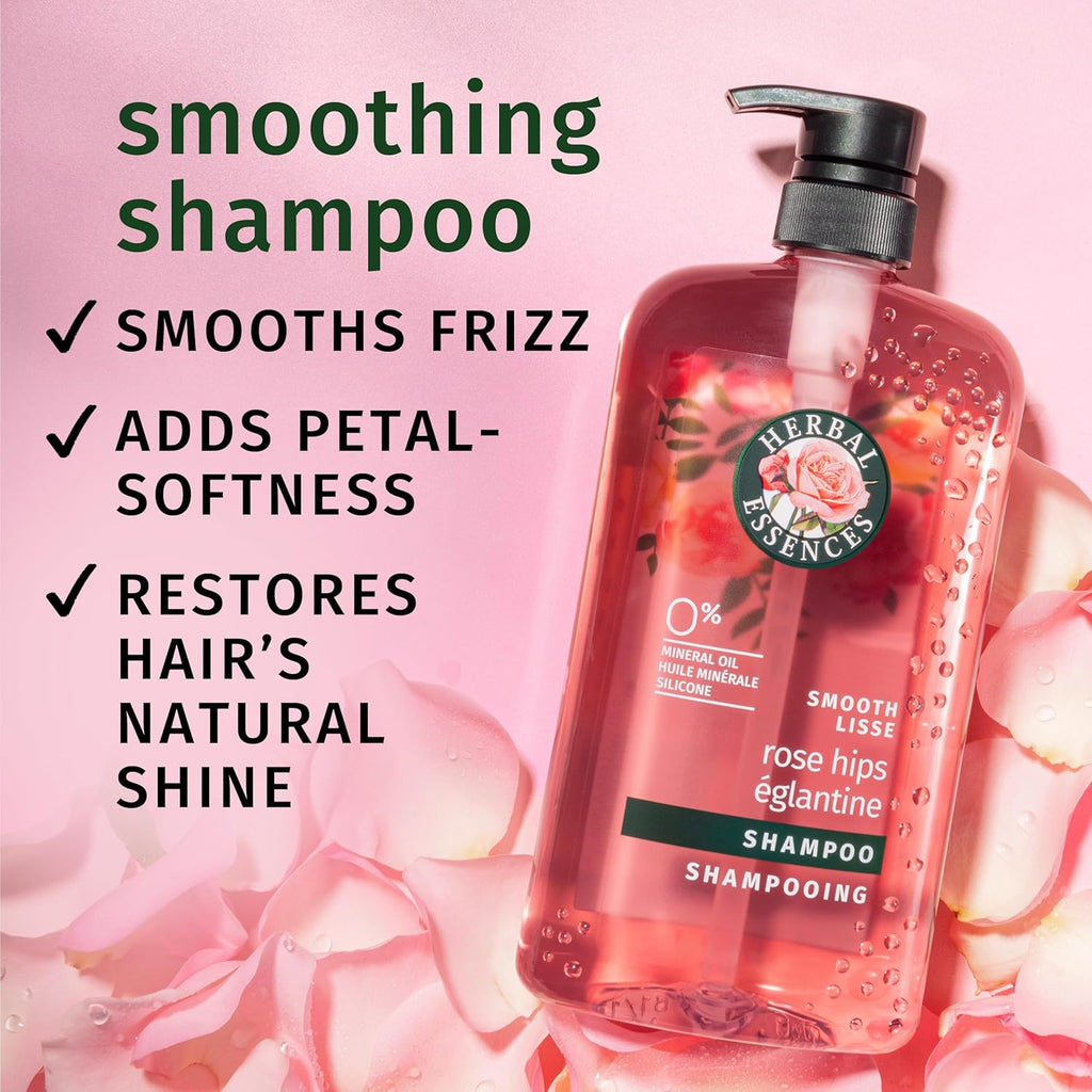 Herbal Essences Rose Hips Smooth Shampoo for Frizzy Hair - Shiny, Soft Hair with Vitamin E & Jojoba