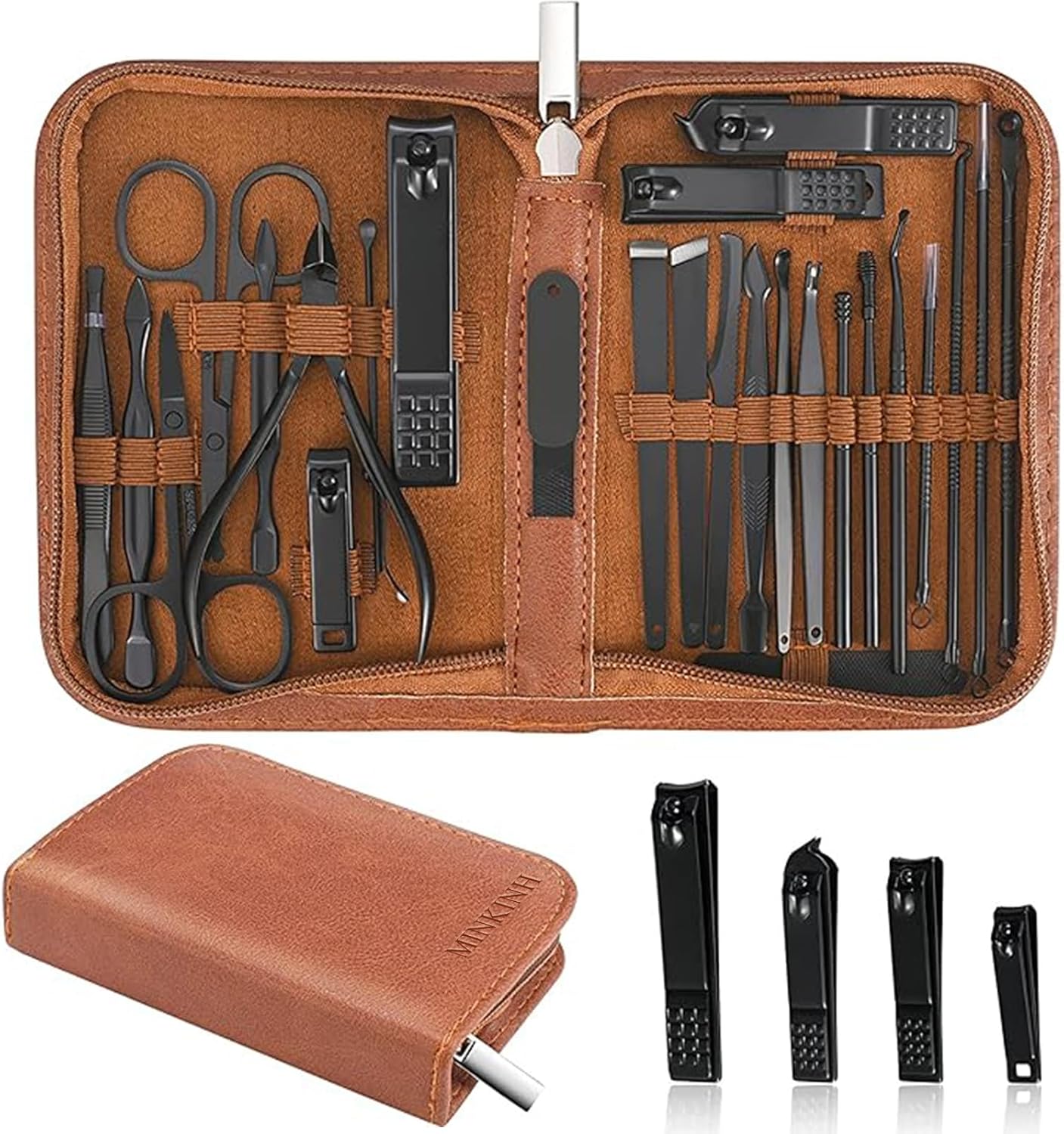 MINKINH Professional Manicure Set - 26-Piece Stainless Steel Kit for Men
