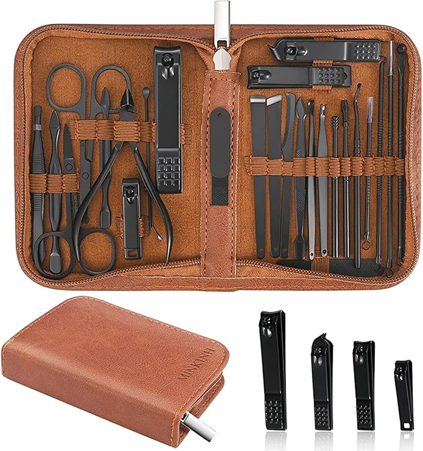 MINKINH Professional Manicure Set - 26-Piece Stainless Steel Kit for Men