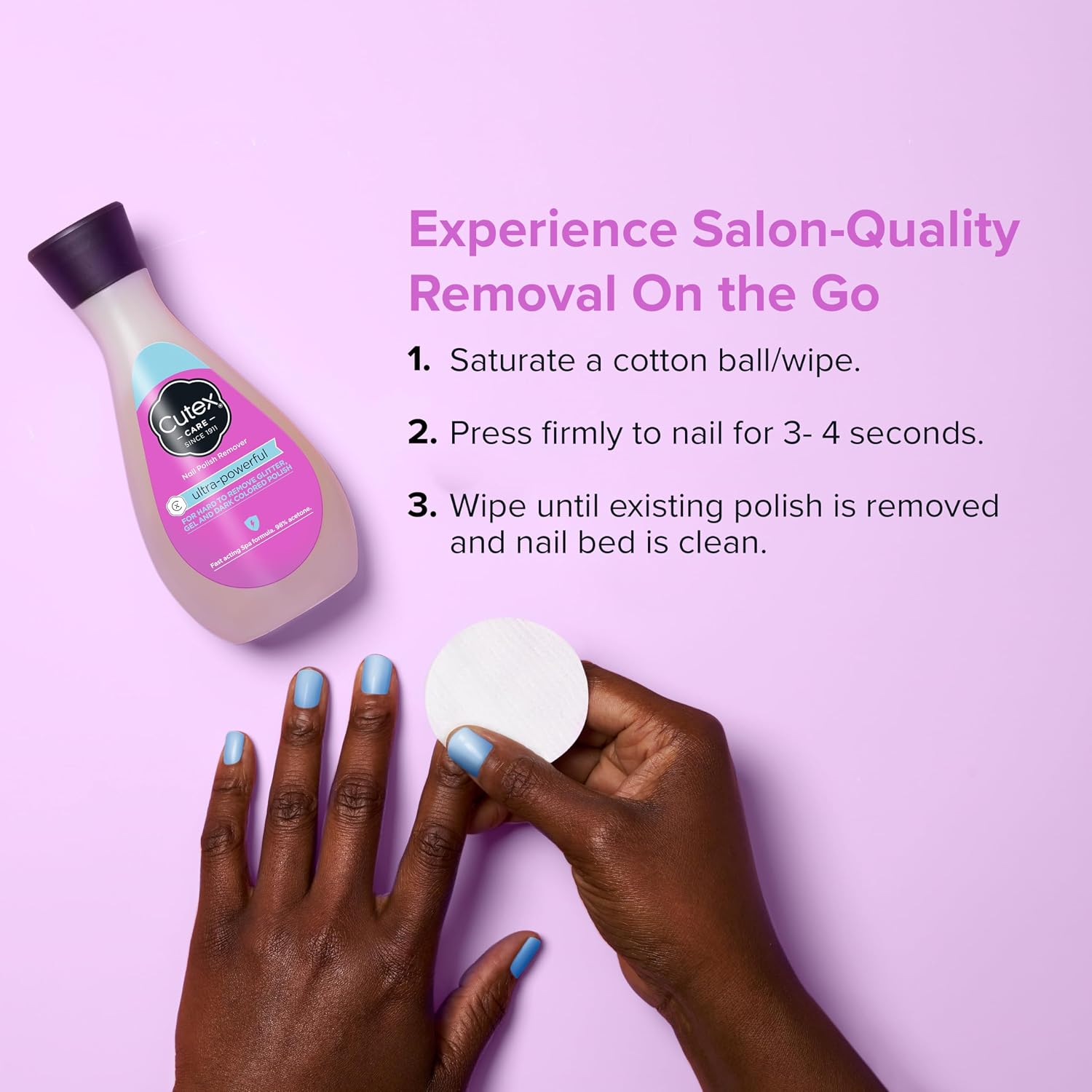 Cutex Gel Nail Polish Remover - Removes Tough Polishes (UV Gel, Glitter) Fast & Paraben-Free, 6.76 Fl Oz