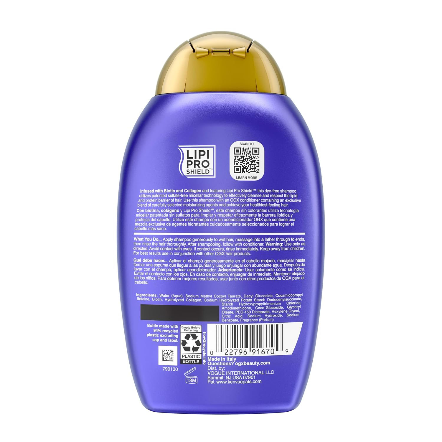 OGX Thick & Full + Biotin & Collagen Volumizing Shampoo - Sulfate-Free for Volume, 13 fl. oz