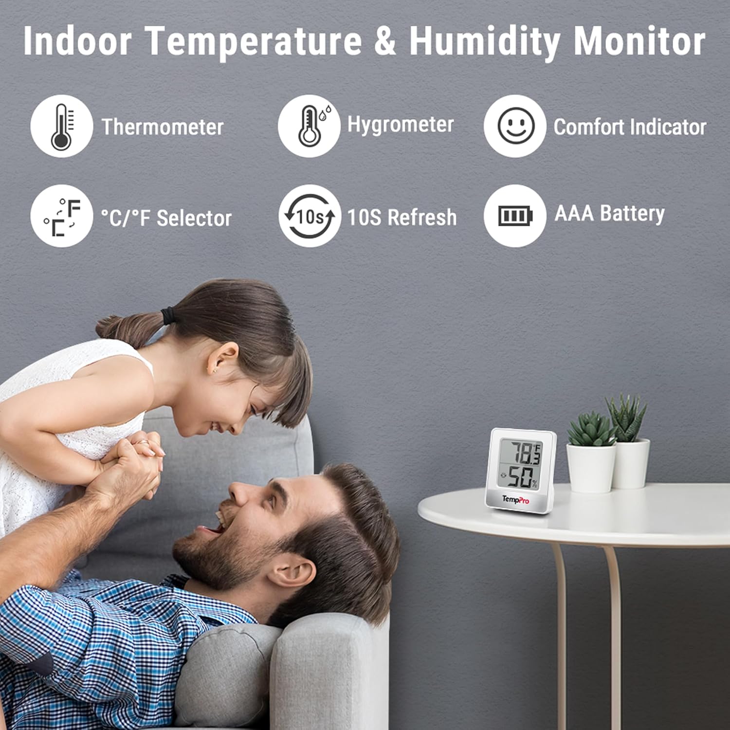TempPro TP49 Digital Hygrometer Indoor Thermometer with Accurate Humidity Monitor
