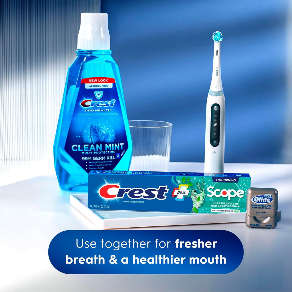 Crest + Scope Whitening Fluoride Toothpaste (3-Pack) - 5.4 oz Tubes for Fresh Breath & Cavity Protection