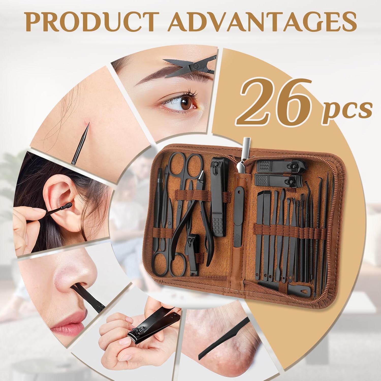 MINKINH Professional Manicure Set - 26-Piece Stainless Steel Kit for Men