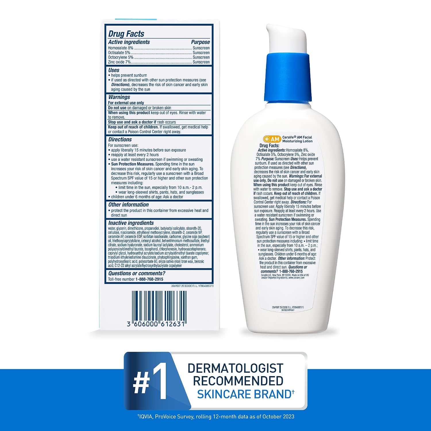 CeraVe AM Facial Moisturizer SPF 50 - Hydrating Daily Face Lotion with Broad Spectrum Sunscreen & Ceramides for All Skin Types