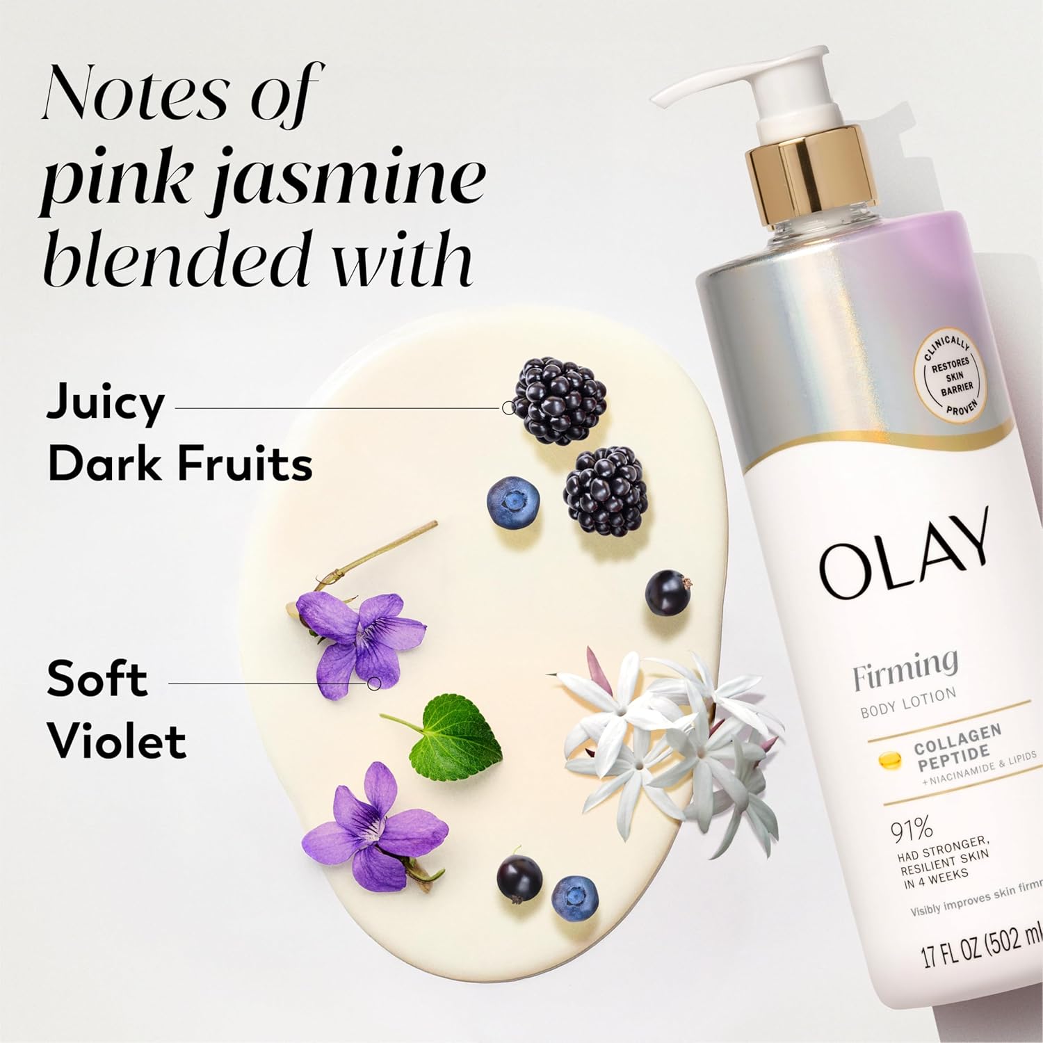 Firming Body Lotion for Women by Olay - Collagen Peptide Serum, 24hr Moisture & Fast Absorbing Formula, 17 fl oz