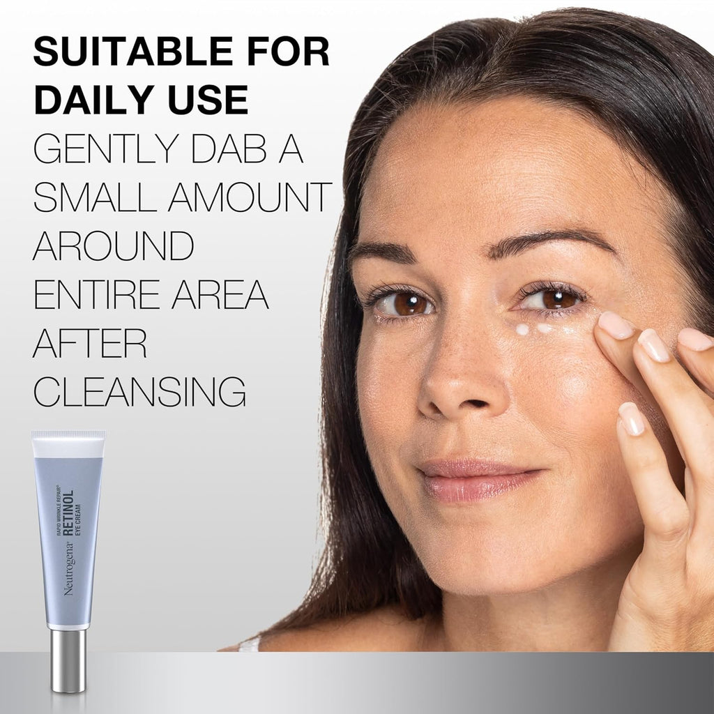 Neutrogena Rapid Wrinkle Repair Retinol Eye Cream for Dark Circles - Fragrance-Free Anti-Aging Eye Moisturizer with Hyaluronic Acid, 0.5 fl oz