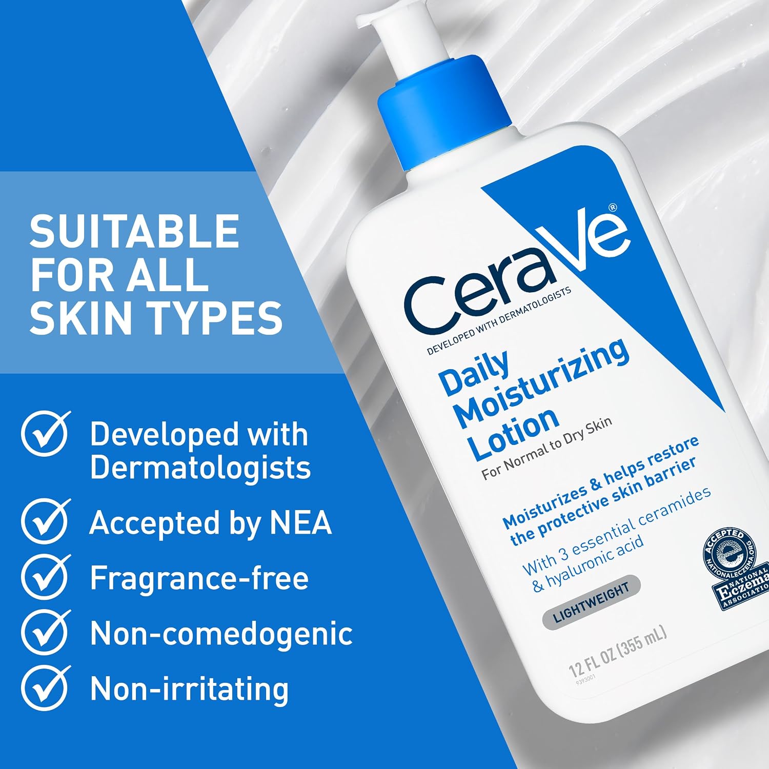 CeraVe Daily Moisturizing Lotion for Dry Skin - Hydrating Body & Face Cream with Ceramides, Fragrance Free, 19 Ounce