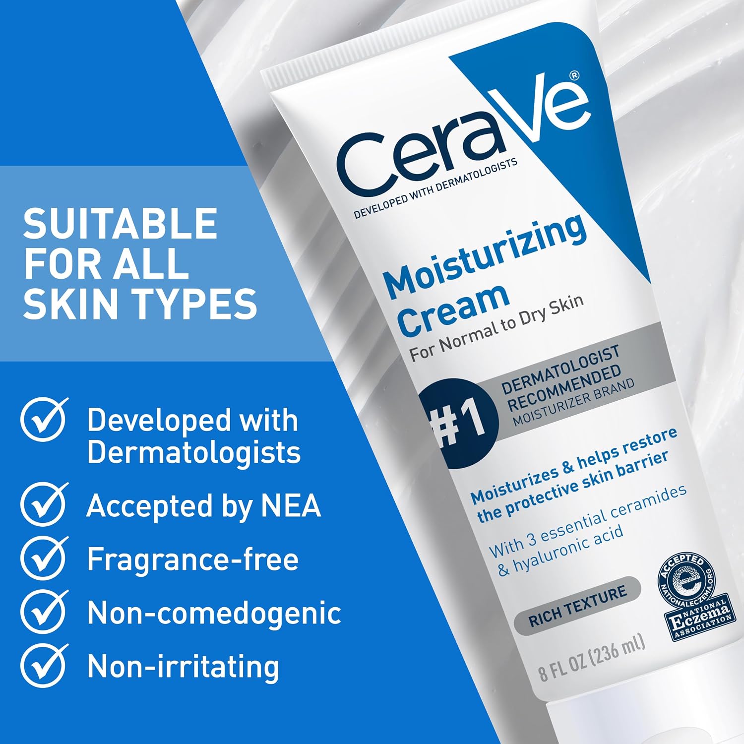 CeraVe Moisturizing Cream for Dry Skin - Hydrating Face & Body Lotion with Ceramides, 19 fl oz