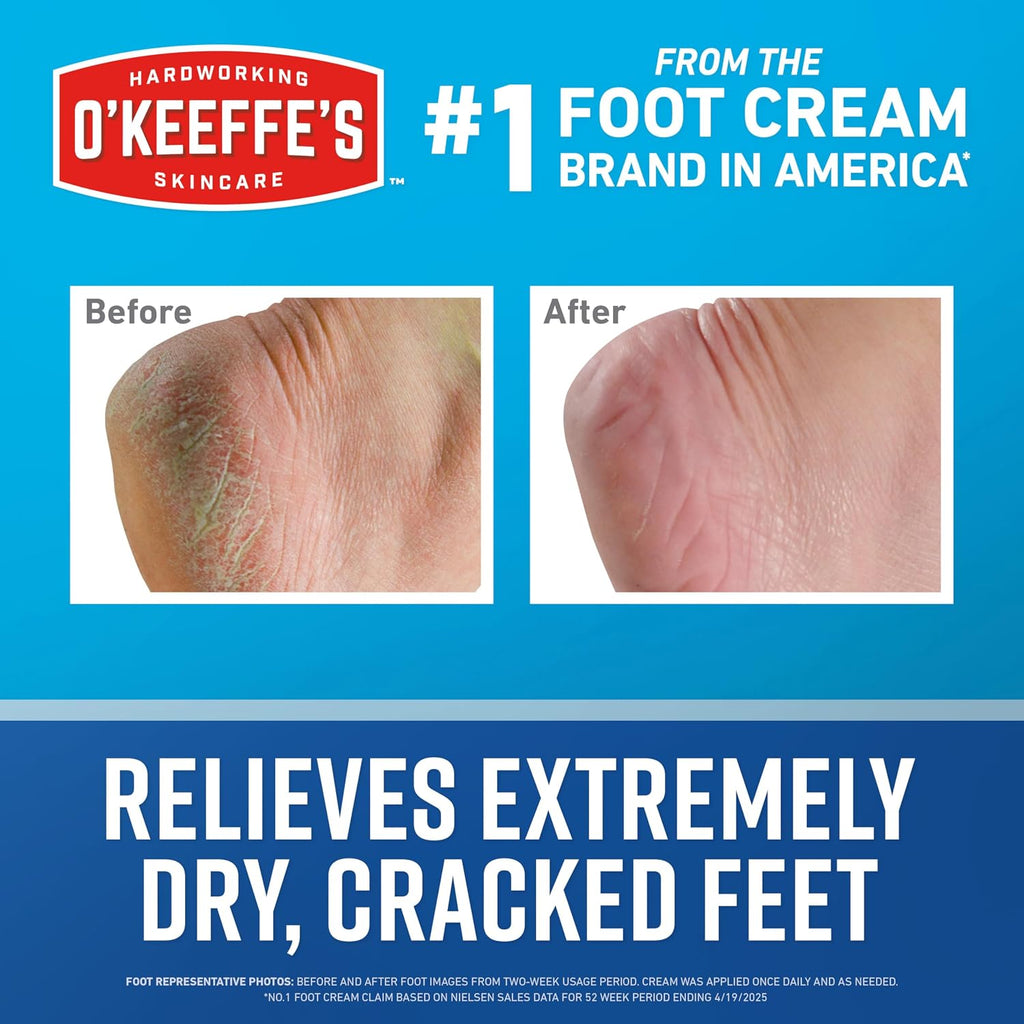 O'Keeffe's Healthy Feet Foot Cream - 3.2 oz Jar for Extremely Dry, Cracked Feet