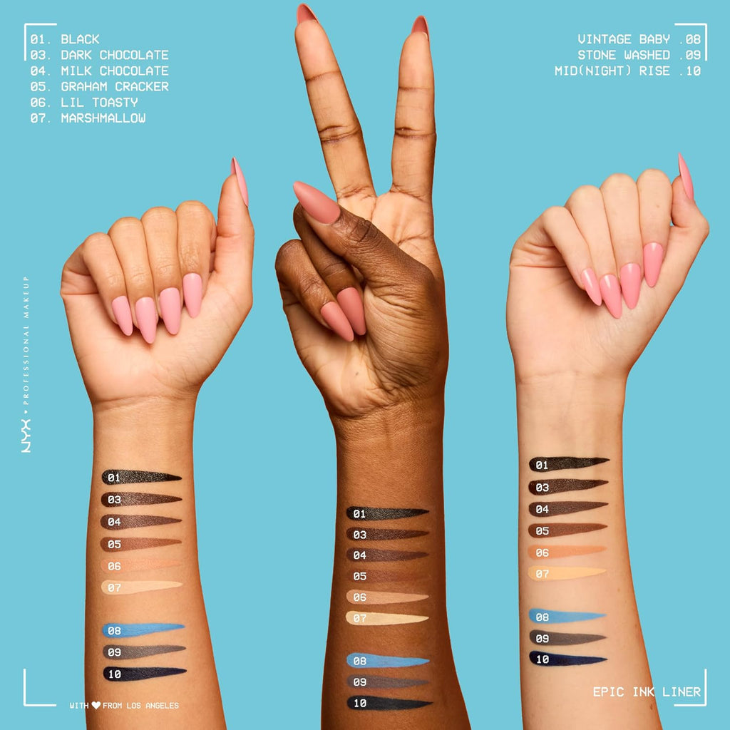 NYX Professional Makeup Epic Ink Waterproof Liquid Eyeliner - Matte Black, Cruelty-Free