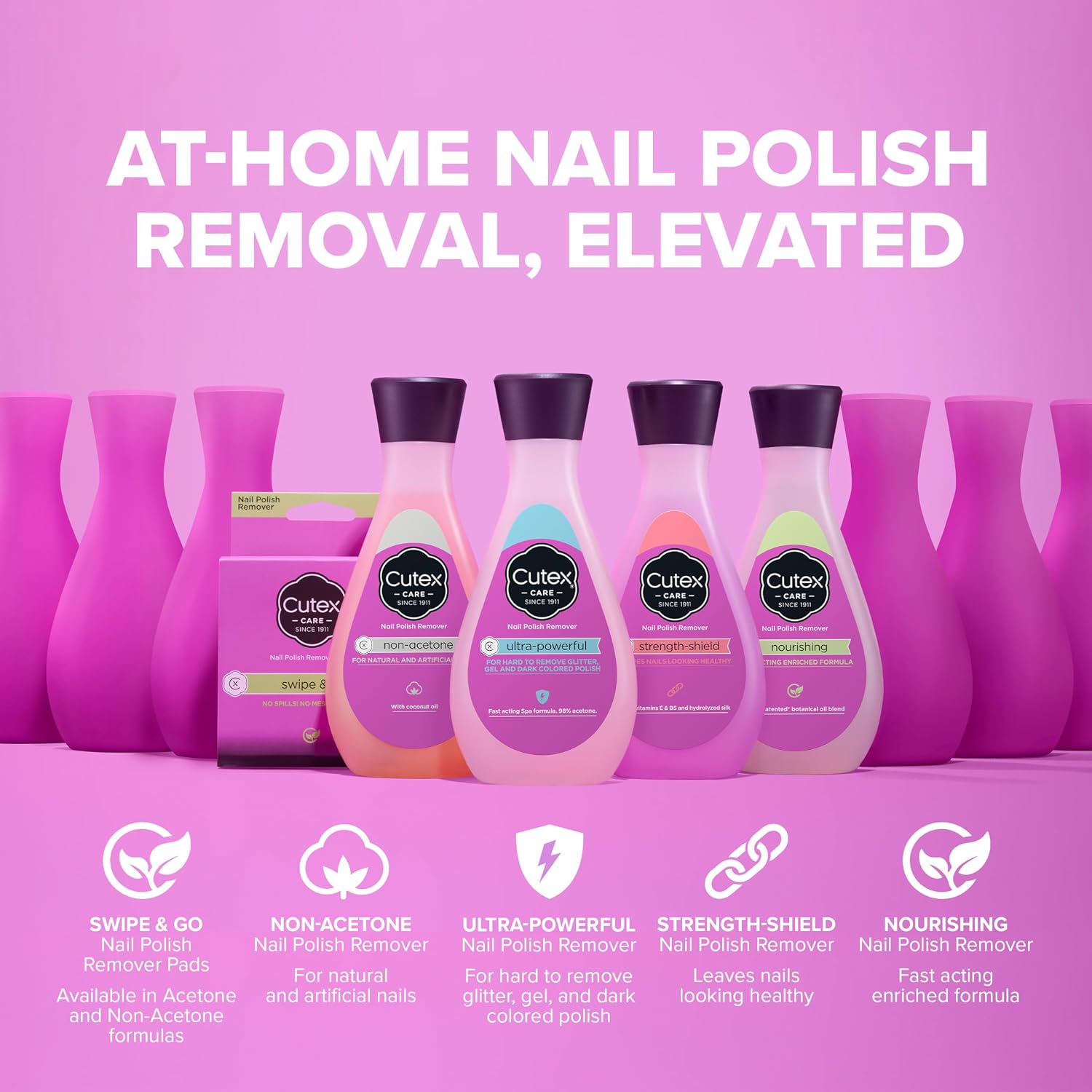 Cutex Gel Nail Polish Remover - Removes Tough Polishes (UV Gel, Glitter) Fast & Paraben-Free, 6.76 Fl Oz