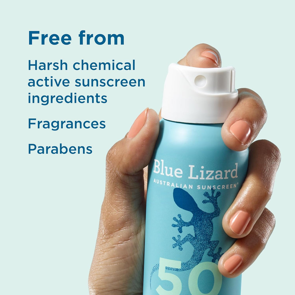 Blue Lizard Sensitive Mineral SPF 50 Spray - Dermatologist-Recommended Zinc Oxide Sunscreen for Sensitive Skin, 5 oz