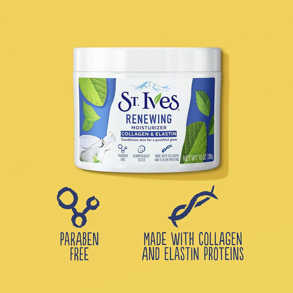 St. Ives Collagen Elastin Face Moisturizer for Dry Skin - Paraben-Free Daily Cream, 10 oz