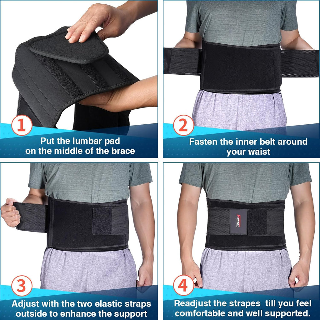 FEATOL Back Brace for Sciatica & Herniated Disc Relief - Adjustable Lumbar Support Belt