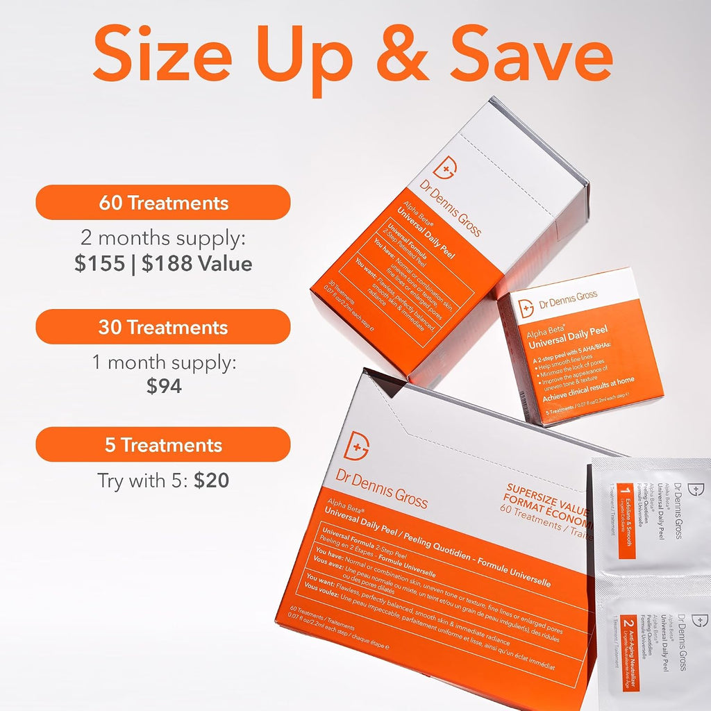 Dr Dennis Gross Alpha Beta Universal Daily Peel: For Uneven Tone & Fine Lines, 5 Treatments