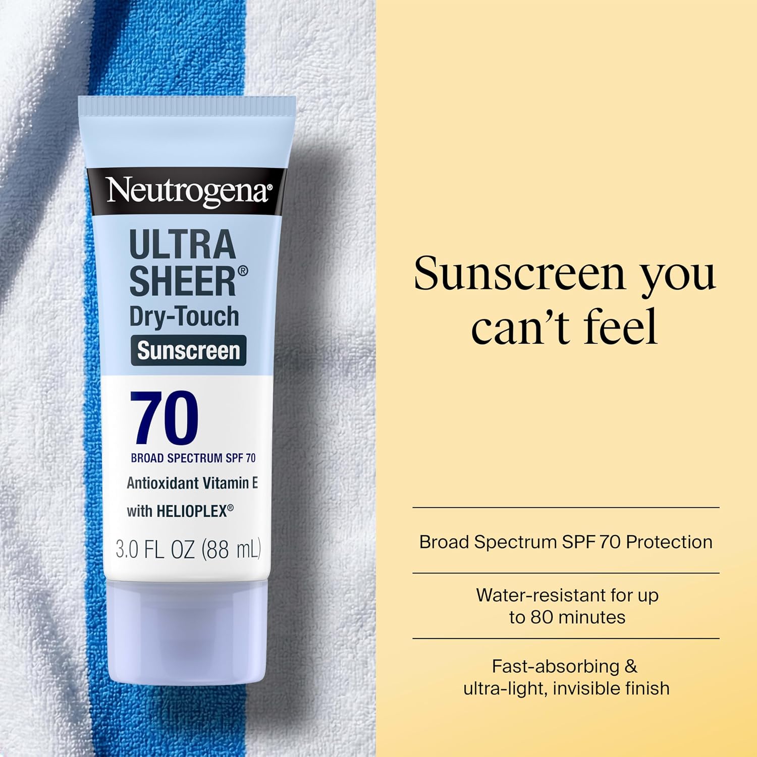 Neutrogena Ultra Sheer SPF 70 Sunscreen Lotion - Broad Spectrum Protection for All Skin Types