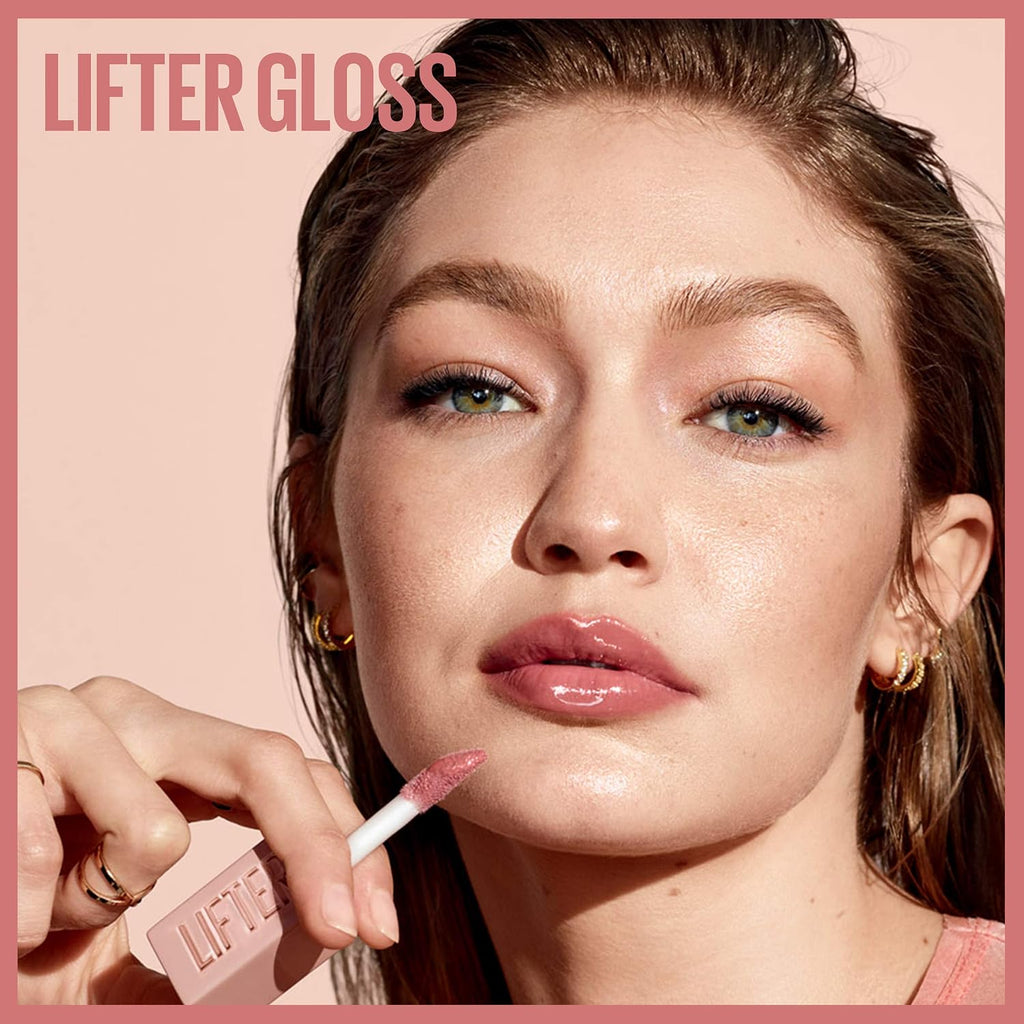 Hydrating Plumping Lip Gloss with Hyaluronic Acid - Maybelline Lifter Gloss Ice Pink Neutral 0.18 oz