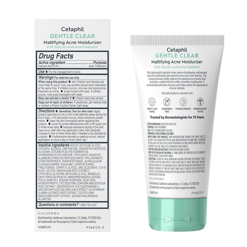Cetaphil Gentle Acne Moisturizer with 0.5% Salicylic Acid for Sensitive Skin, 3oz