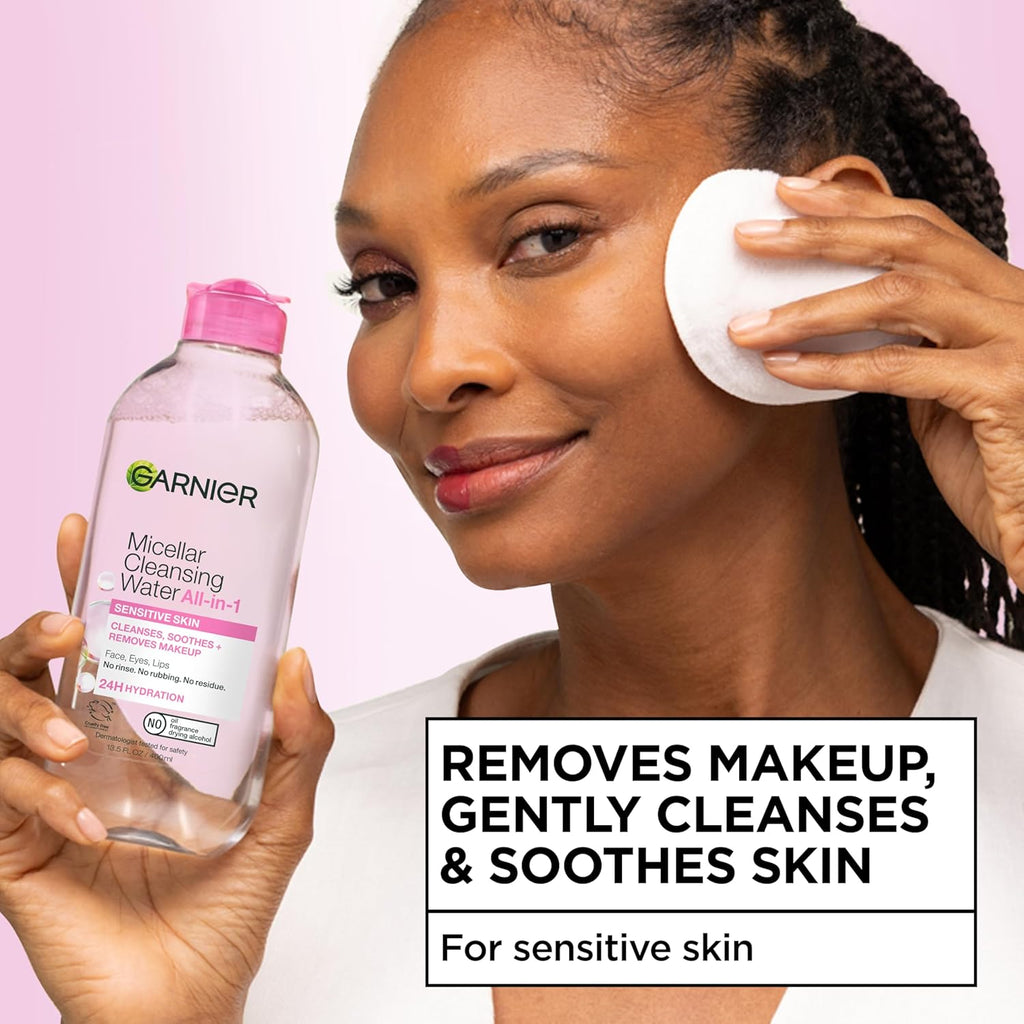 Garnier Micellar Cleansing Water for Sensitive Skin - All-in-1 Makeup Remover, 13.5 fl oz