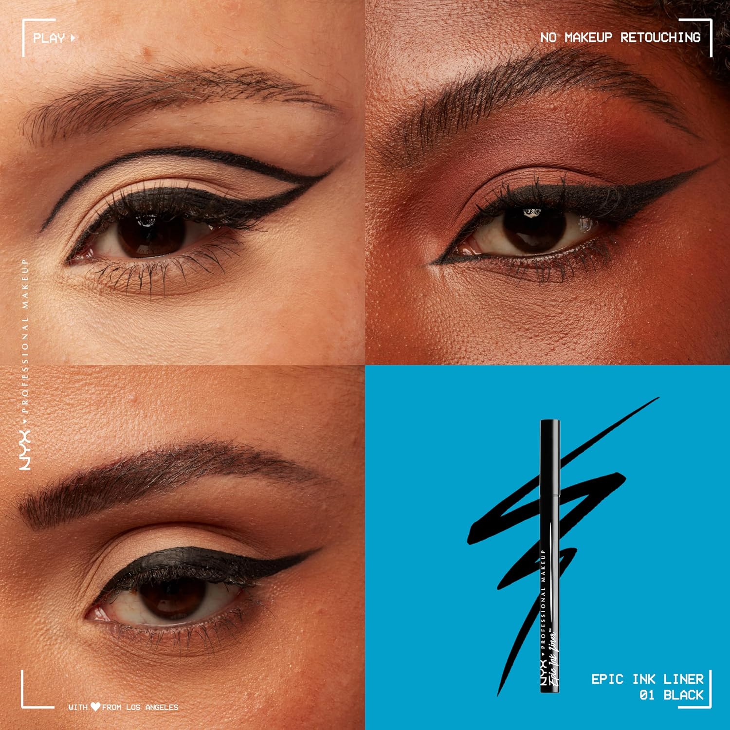 NYX Professional Makeup Epic Ink Waterproof Liquid Eyeliner - Matte Black, Cruelty-Free