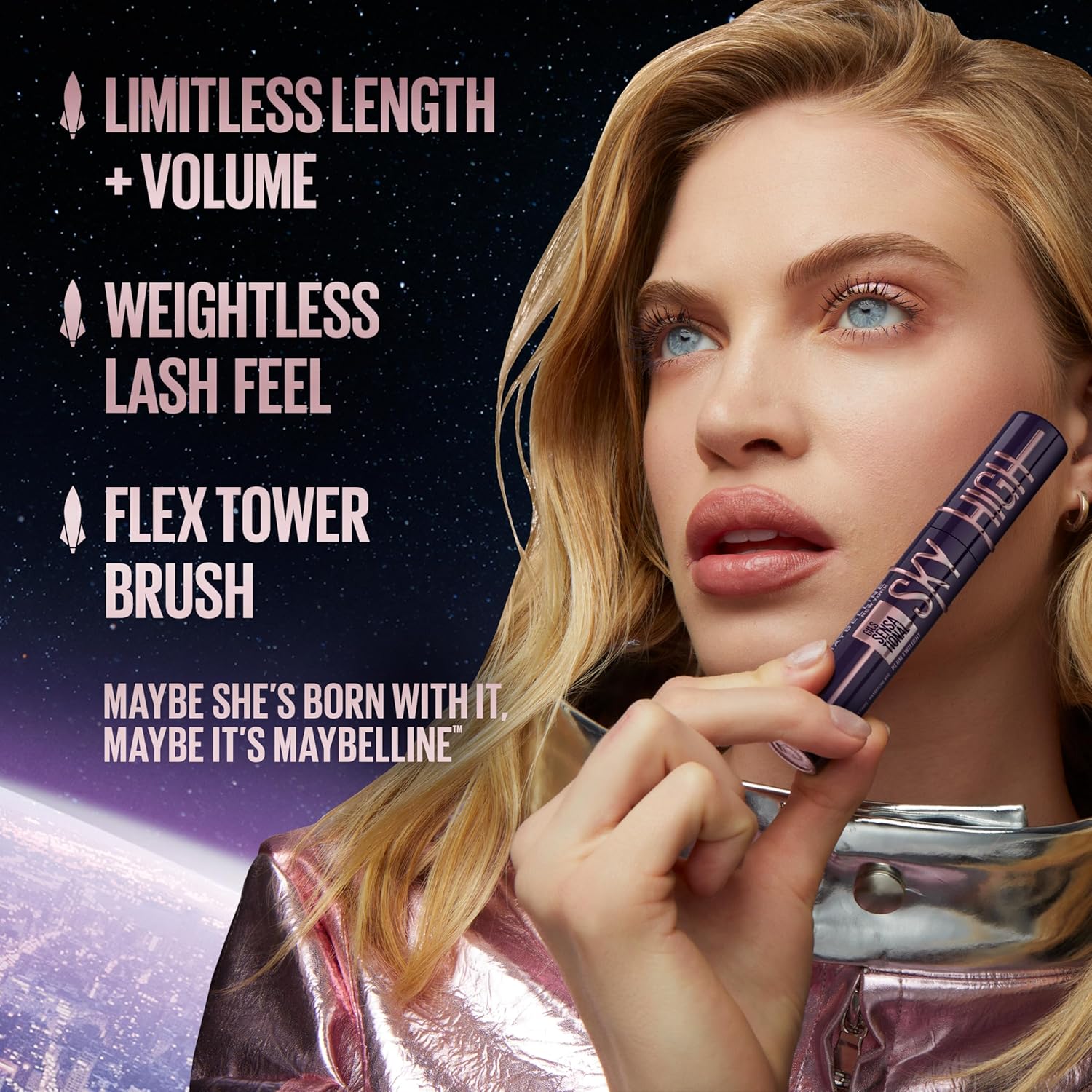 MAYBELLINE Lash Sensational Sky High Volumizing Lengthening Washable Mascara for Sensitive Eyes