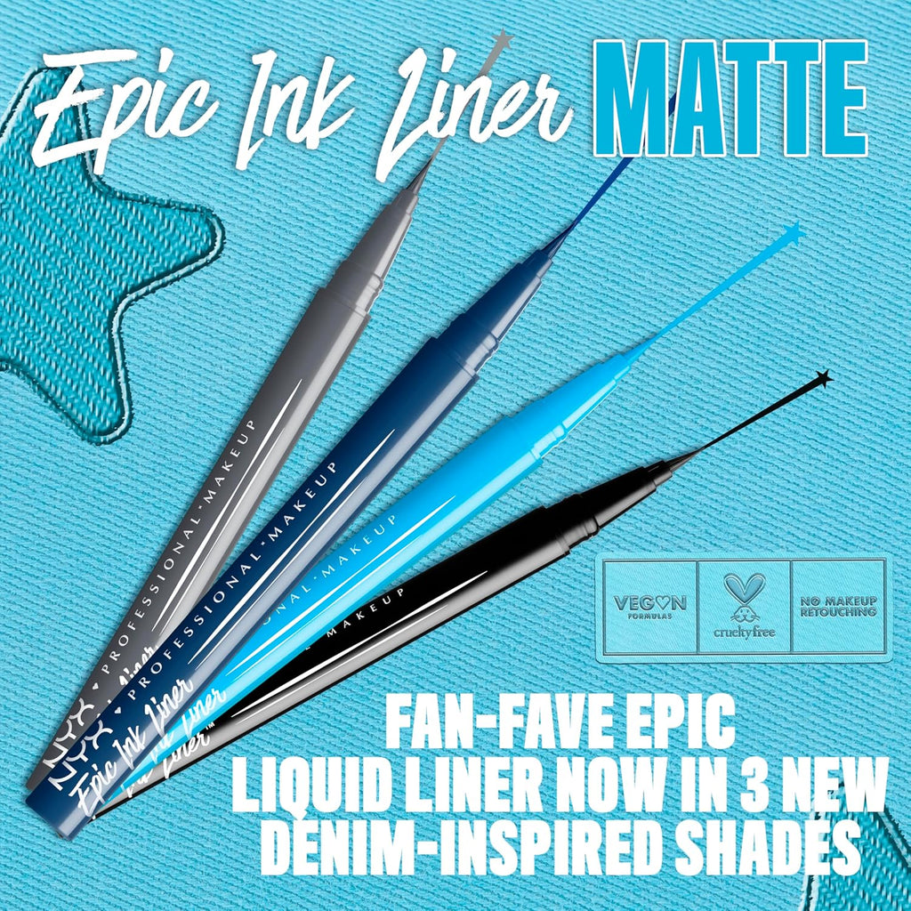 NYX Professional Makeup Epic Ink Waterproof Liquid Eyeliner - Matte Black, Cruelty-Free